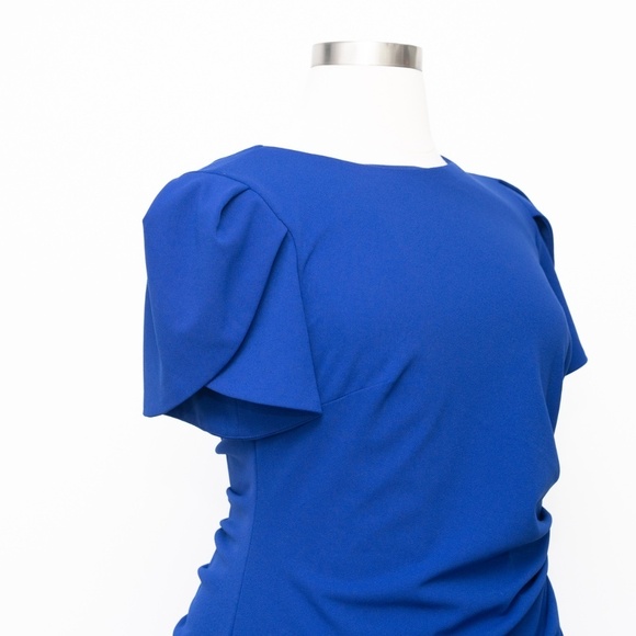 XSCAPE. Plus Size Tulip-Sleeve Gathered-Waist Gown - Picture 11 of 14